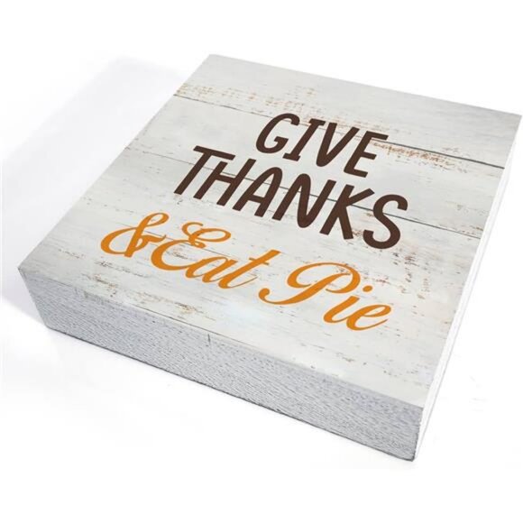 Rustic Give Thanks & Eat Pie Wood Box Sign Fall Autumn Wooden Box Sign - Picture 4 of 6